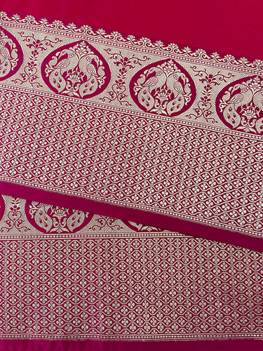 Banarasi Katan Silk Saree | Red & Pink (Dual Shade) |  Handwoven | Silk Mark | Ships from California